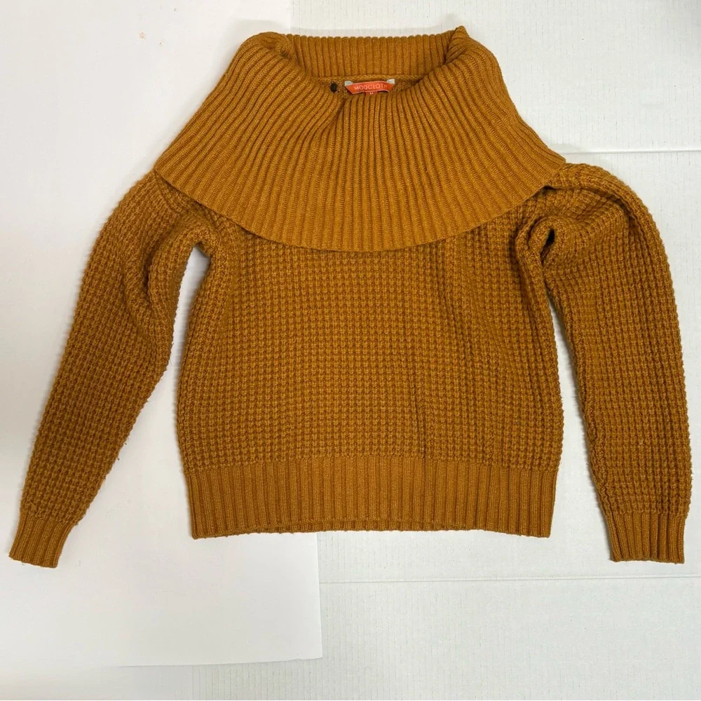 Modcloth cowlneck chunky sweater mustard yellow fall cozy versitile soft autumn - Picture 2 of 10